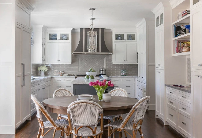 White Cabinets with Grey Backsplash