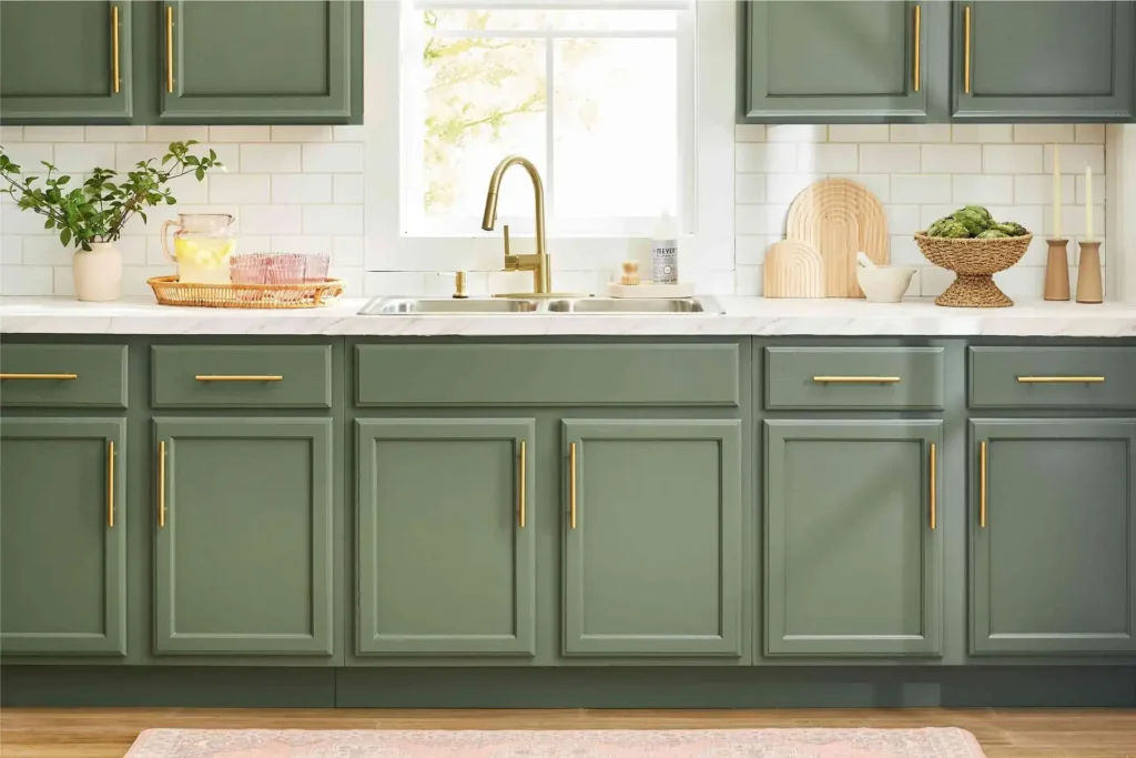 Go Green and Gold combination for Kitchen cabinets