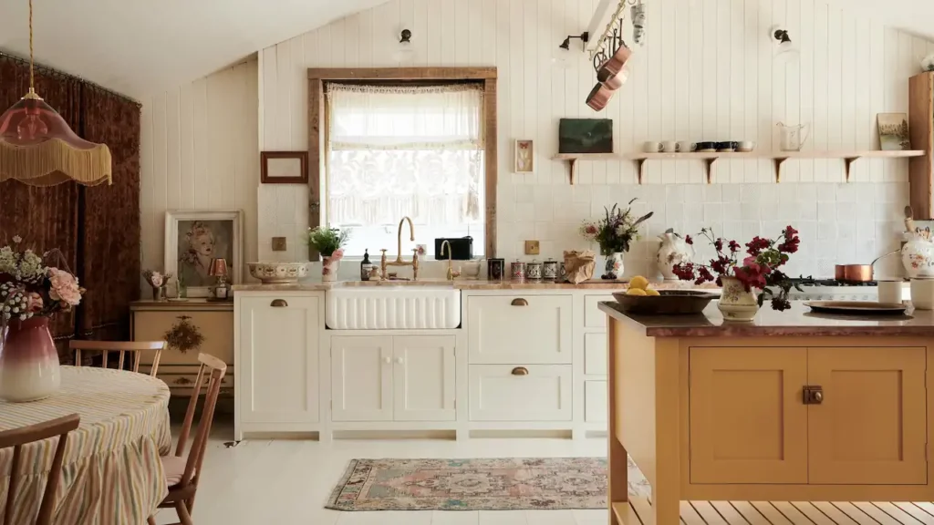 Mix Traditional Wood With White combination for Kitchen Cabinets