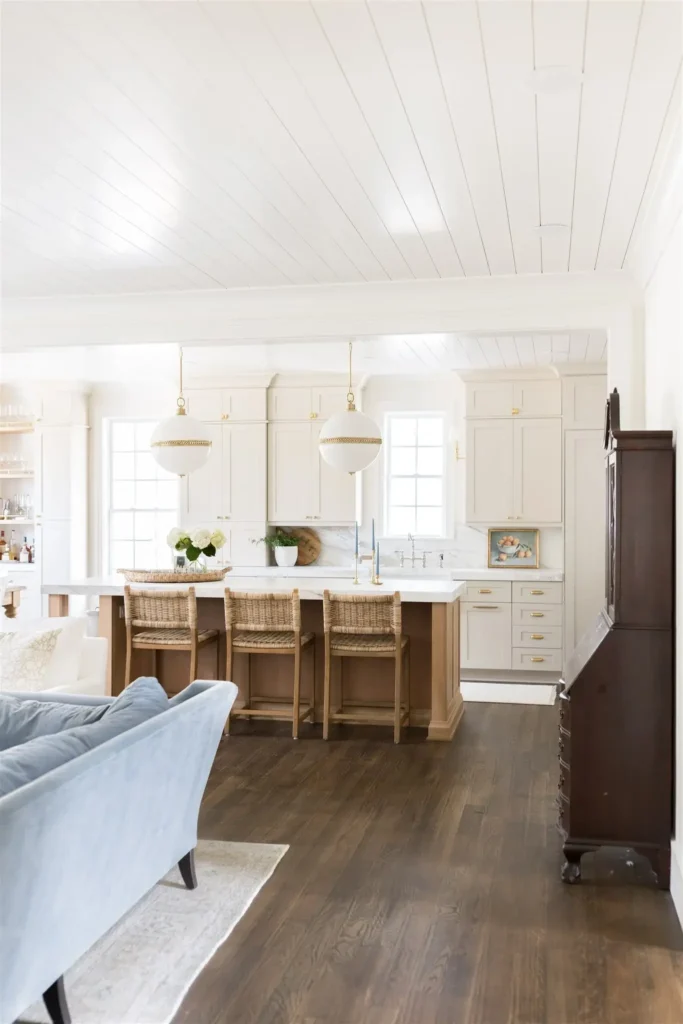 A beautiful kitchen with cabinets having Sherwin Williams Beige (SW 7036)