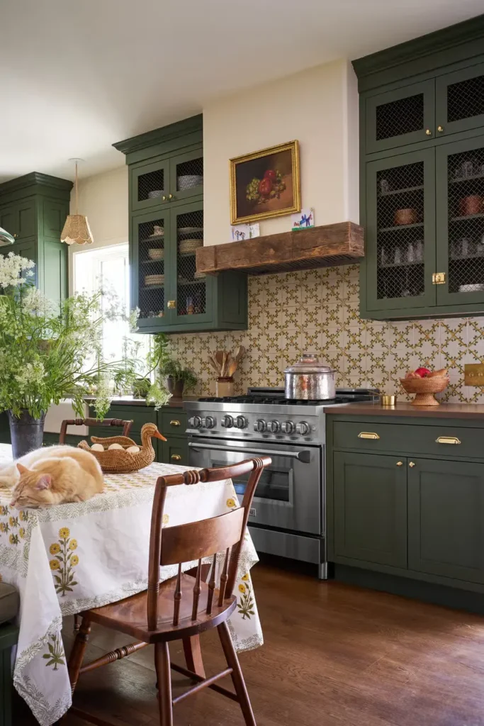 Vintage inspired Antique Tiles backsplashes in a beautiful kitchen