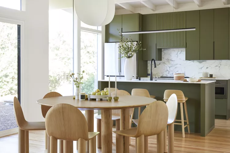 Avocado Green Kitchen Cabinets in a modern kitchen