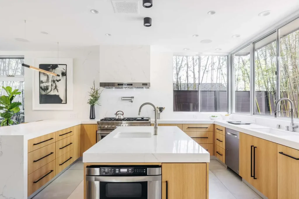 A large kitchen with multiple countertops