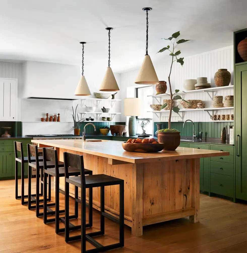 Earthy Green kitchen Cabinets 