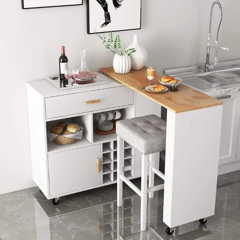 Giantex Mobile Kitchen Island with built-in wine rack and many drawers, shelves, and cabinets