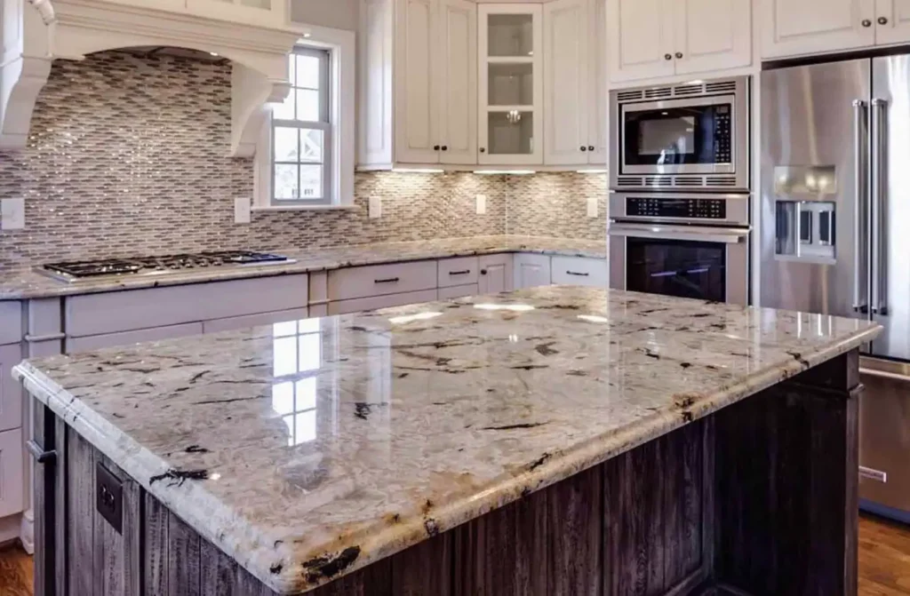 A kitchen with modern Granite Countertop