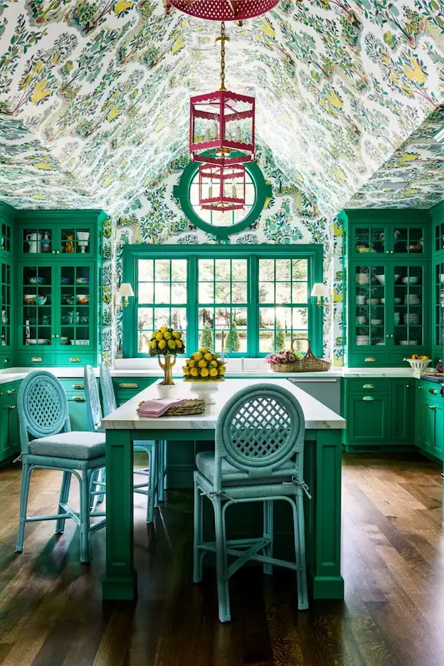 Kitchen Island with Monochromatic color scheme 