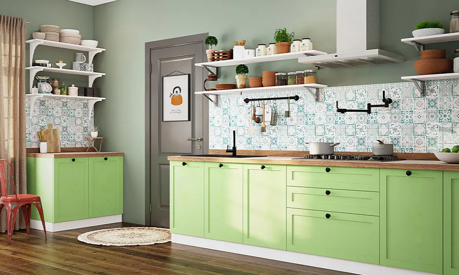 Pista(pistachio) Green Cabinets in a beautiful kitchen