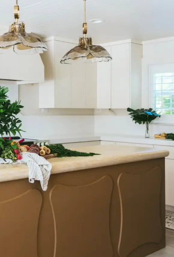 Kitchen Island with decorative panels on the front