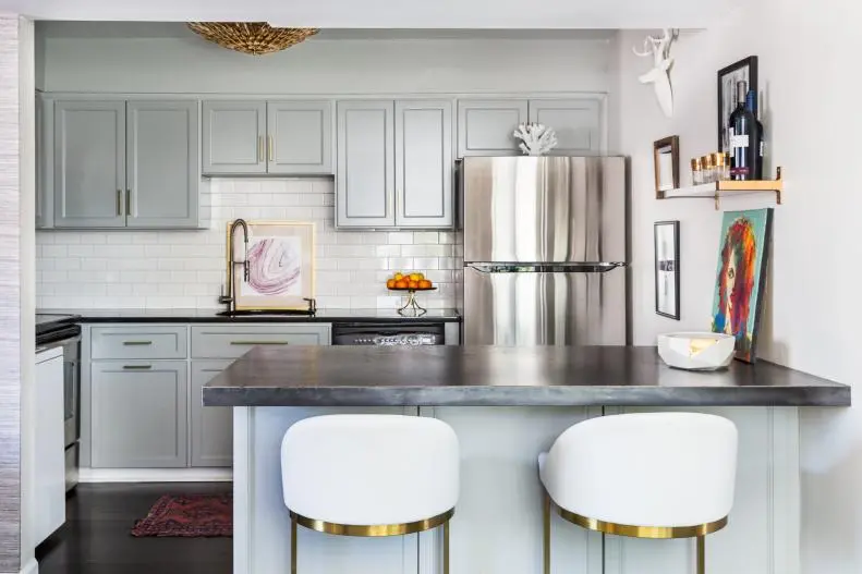 Stainless Steel Island with oxidized steel countertop