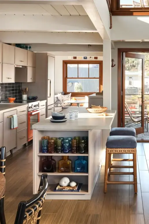 A beautiful kitchen Island with Open Shelving