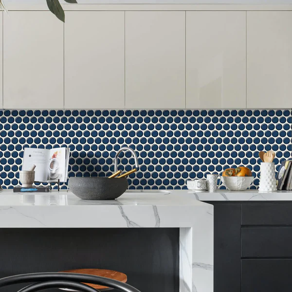 White and Blue Backsplash 